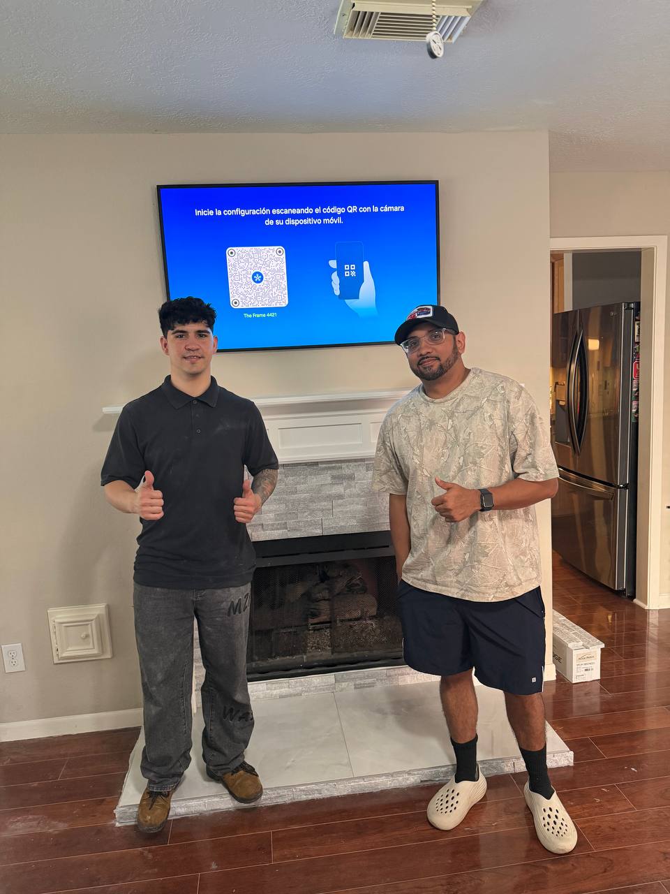 Finished fireplace TV mounting project by Carlos TV Mounting in Houston
